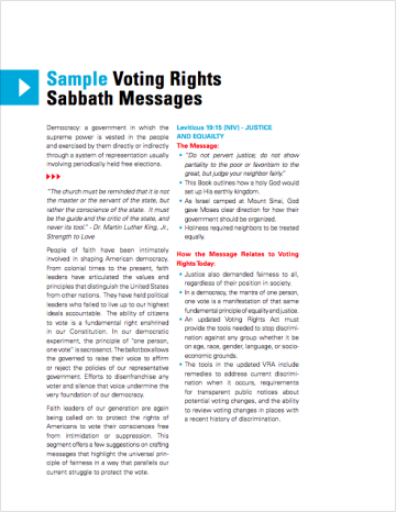 Sample Voting Rights Sabbath Messages